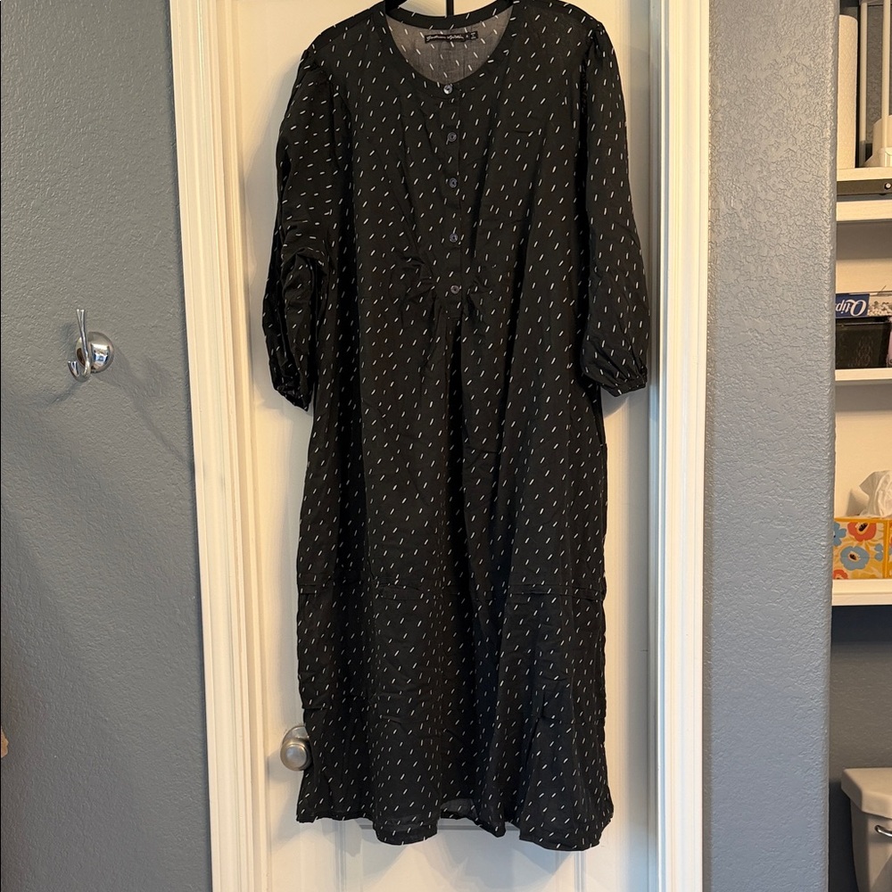 Black Printed Midi Dress